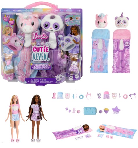 Barbie Cutie Reveal Piżama party Zestaw prezentowy z 2 lalkami HRY15