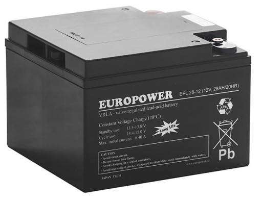 Аккумуляторная батарея agm vrla europower epl 12v 28ah epl28 epl28-12 блок питания