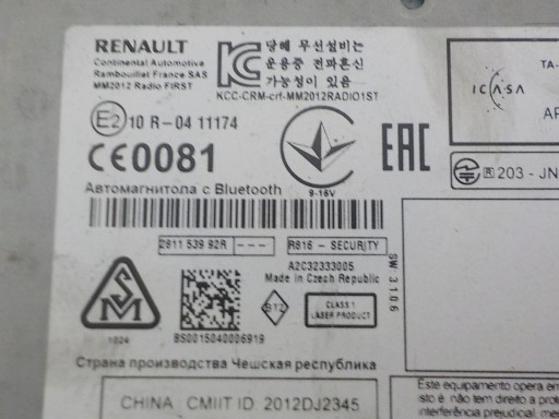 RENAULT SCENIC III MEGANE III LIFT RADIO KOD 281153992R