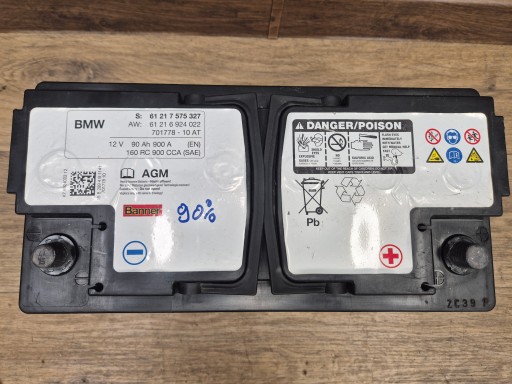 BMW battery AGM 90Ah 900A 12V 2015r STAN BATERII 90% 7575327