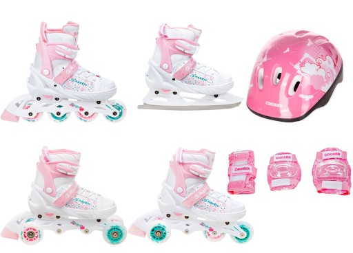 Роликові ковзани 4в1 RAVEN Rosi 31-35 LED+шолом+захист