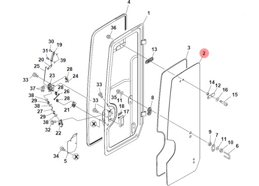 T0338600038 - СКЛО ДВЕРЕЙ 0338600038 TAKEUCHI TB216 TB225