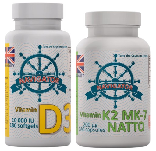 Navigator Vitamín D3 10000 IU + K2 MK7 2x180kaps Zdravé kosti Imunita