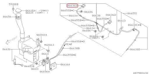 86636XA02A - ОМЫВАТЕЛЬ ЛОБОВОГО СТЕКЛА SUBARU TRIBECA 06-