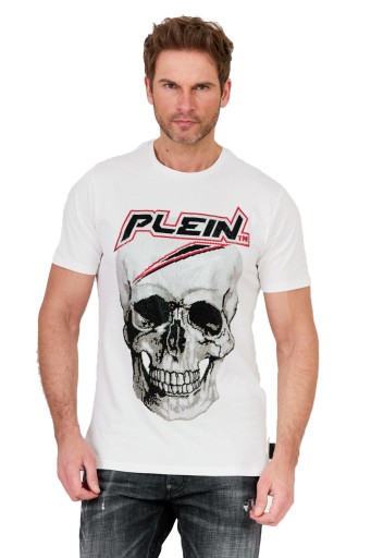 Philipp Plein Biele tričko s lebkou a logom XXL