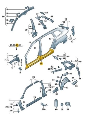 3V9809602C - * ФРАГМЕНТ ПОРОГА SKODA SUPERB ОРИГІНАЛ OE
