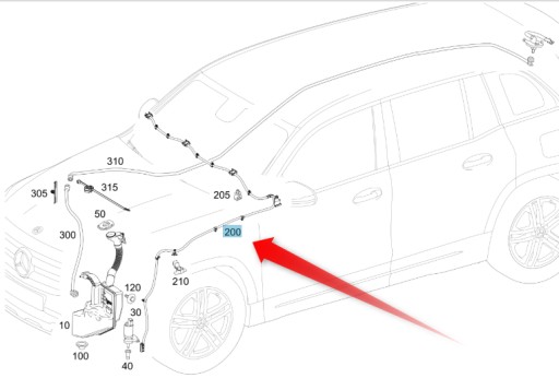 Шланг омывателя с форсунками mercedes glb eqb a2478600700