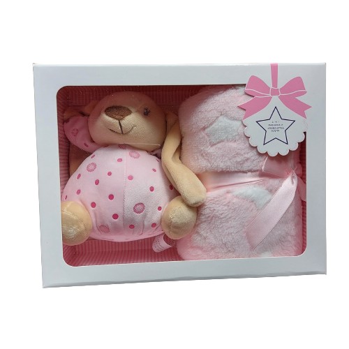 Ведмедик з брязкальцем + ковдра КОМПЛЕКТ 75/100см