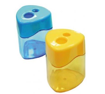 Точилка ручна, подвійна, з контейнером Economix.Відтінки синього