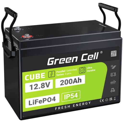 Green cell cube li-fo 200ah 12,8 в для кемпера с солнечной батареей для еды