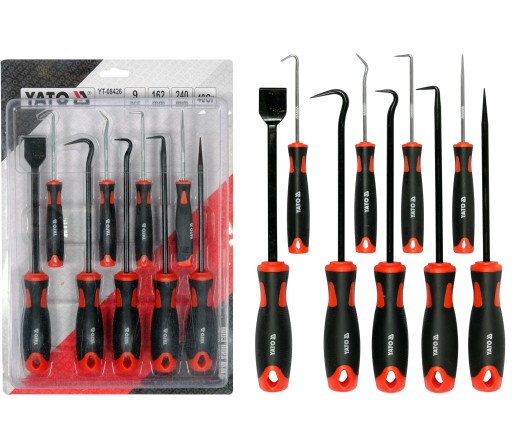 YATO ZESTAW 9 HACZYKÓW Z RĘKOJEŚCIĄ DŁUGICH HAKI 5906083076039 za