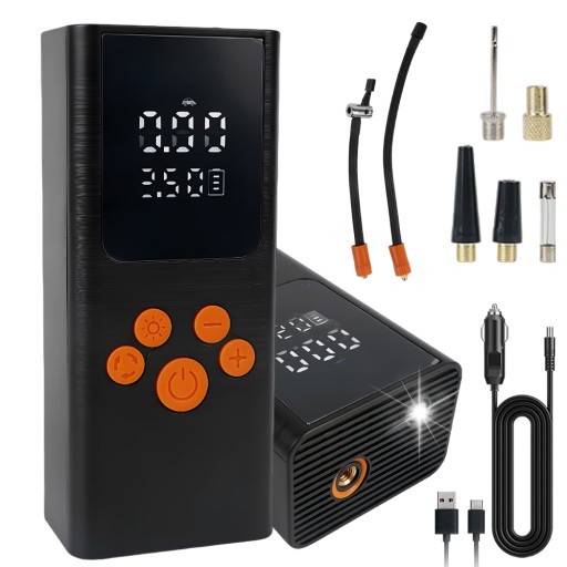 АВТОМОБІЛЬНИЙ НАСОС З ЦИФРОВИМ ДИСПЛЕЄМ, МОБІЛЬНИЙ БЛОК ЖИВЛЕННЯ 2IN1 4000MAH