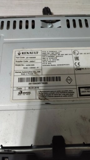 Renault Captur 2016 Radio 281159936R