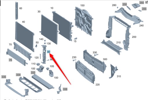 Кріплення радіатора рамка MERCEDES E A0995042000