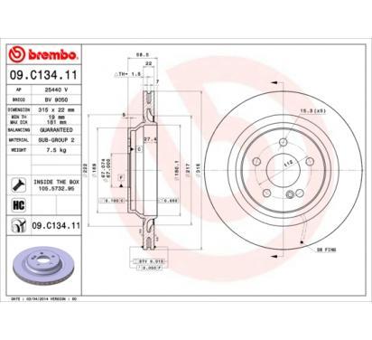 BREMBO ДИСК ТОРМОЗНОЙ 315X22 V MERCEDES-BENZ S изображение 1