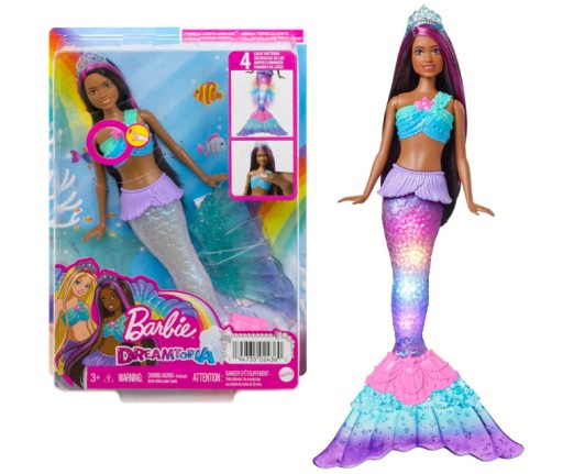 BARBIE Dreamtopia Bábika Brooklyn MORSKÁ PANNA Blikajúce Svetlá