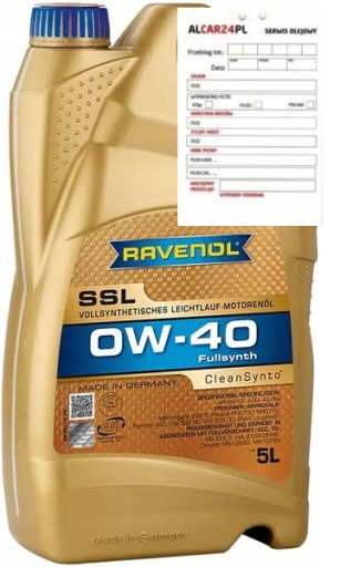RAVENOL SSL CLEANSYNTO СИНТЕТИЧЕСКОЕ МАСЛО 0W40 5л