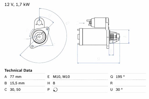 0 986 - Стартер hyundai accent iii elantra iv elantra v getz i10 i i20 i