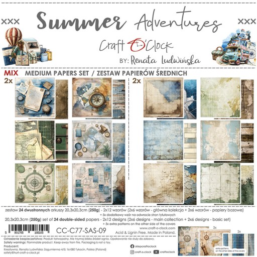 Sada papierov na scrapbooking 20x20 Craft o'clock Summer Adventures mix