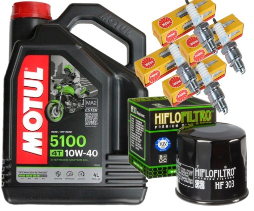 HF303 КОМПЛЕКТ МАСЛА MOTUL 5100 10W40 4L ПРОБКИ KAWASAKI ZG1400 08-13