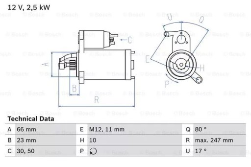 0 986 - D6a628_c стартер (12v, 2.5kw, професійний ре