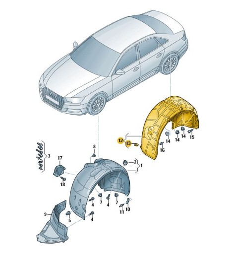 8W0810172F - КРИЛО КОЛІСНОЇ АРКИ ЗАДНЯ ЗАДНЯ ПРАВА AUDI A4 B9