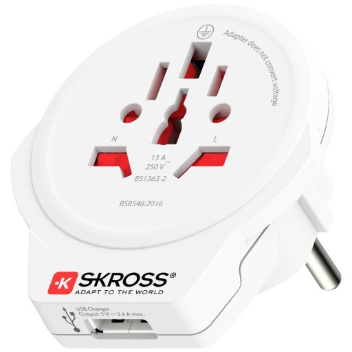 Дорожній адаптер Skross World to Europe USB 1.0
