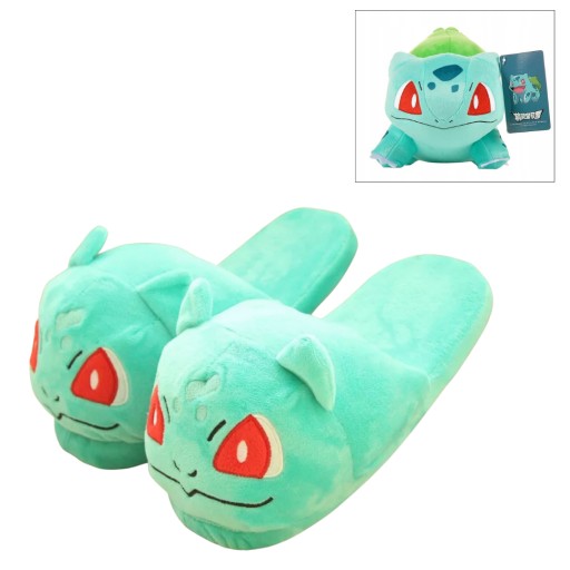 DÁMSKE PÁNSKE PAPUČKY POKEMON GO TEPLEJŠIE Šľapky BULBASAUR veľ. 35-38