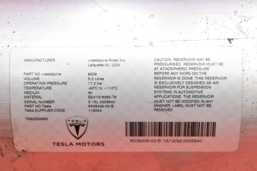 Behälter luft Achsträgers 6006408-00-B TESLA MODEL S 12-20
