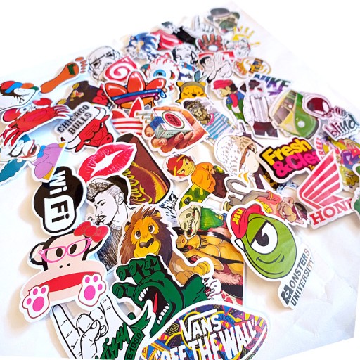 НАКЛЕЙКИ PVC 50SZT MIX ZABAWNE STICKER BOMB изображение 1