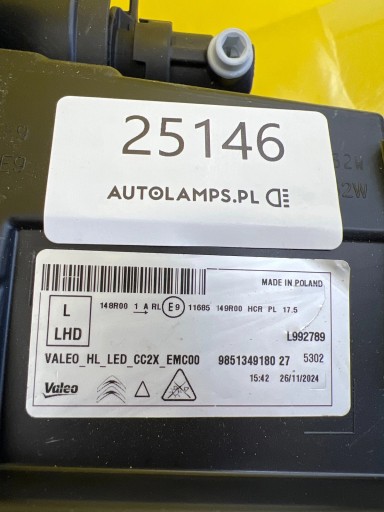 light left Citroen C3 IV E-C3 2024 Full Led 9851349180