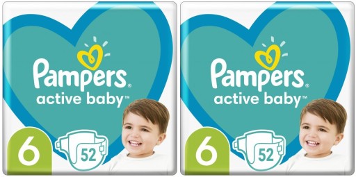 2× Підгузки Pampers Active Baby розмір 6 13-18 кг 52 шт.