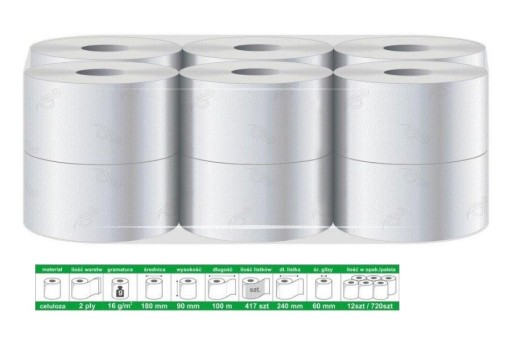 Бумага / полотенце 100% целлюлоза 100M / 9cm OP. 12PCS