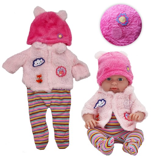 WOOPIE Oblečenie pre bábiku Set Bunda Baránok Čiapka + Body 43-46 cm