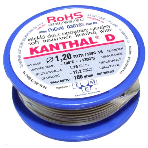 Odporový drôt KANTHAL D ⌀ 1,20mm Hmotnosť: 100g
