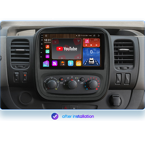 Montaż radia 2 din na androidzie, BT Renault Trafic 2015 + kamera