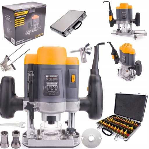 ВЕРХНЕШПИНДЕЛЬ ФРЕЗЕРНЫЙ СТАНОК, КРОМОТРЕЗНЫЙ СТАНОК 2000ВТ 6/8мм + ФРЕЗЫ 35шт.