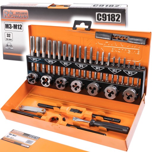 Набір мітчиків плашки M3-M12 32 EL. RICHMANN