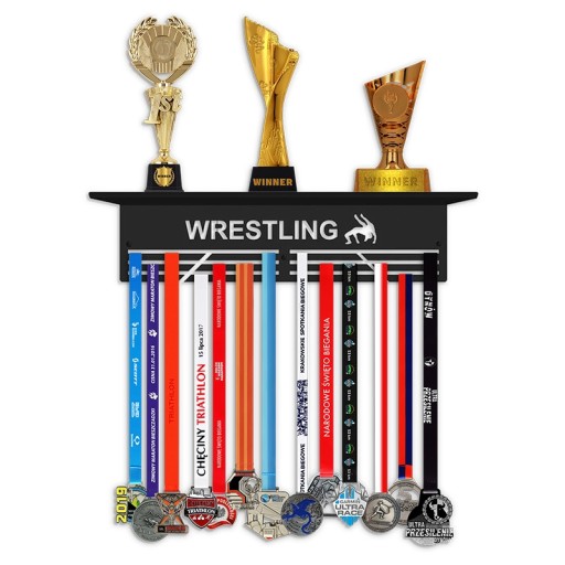 Полиця для кубків і медалей з БОРОТЬБИ 40см