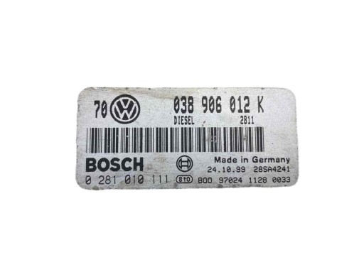 control unit of the engine VW GOLF IV 1.9 TDI 038906012K 0281010111