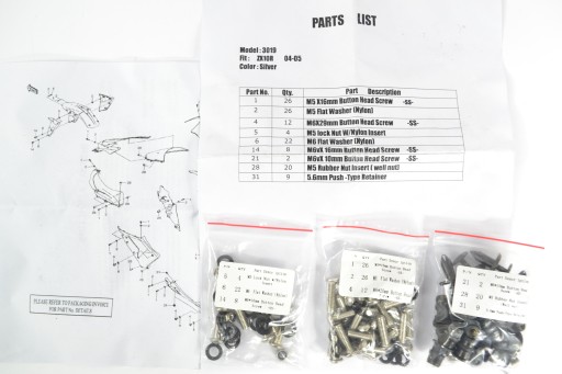 10R0405 - Kawasaki ZX-10R 04-05-болты обтекателя KPL