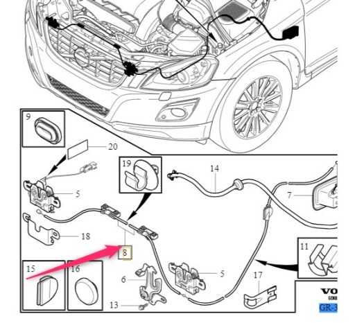 31297545 - Трос Трос капота капота Volvo