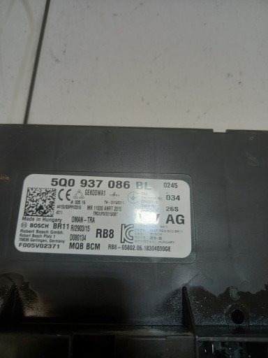 Unité commande confort SKODA OCTAVIA 3 5Q0937086BL