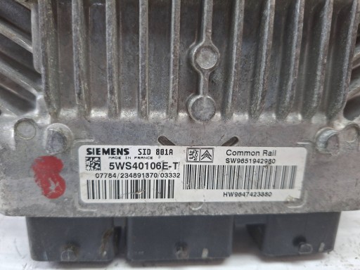 unité de commande électronique uce moteur 5WS40106ET 9647423380 9651942980 Citroen Peugeot 2.0 HDI