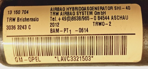 Dachvorhang Airbag AIRBAG links OPEL CORSA D