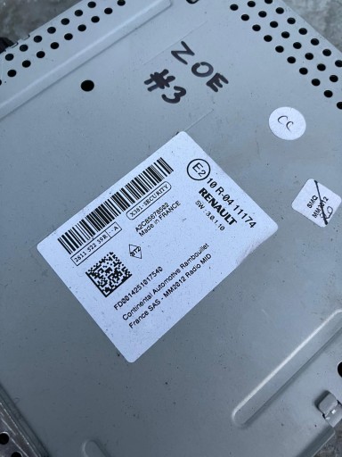RADIO RENAULT ZOE 281152239R KOD