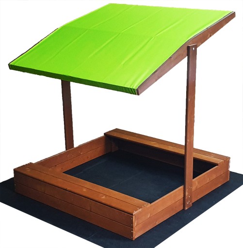 ПІСОЧНИЦЯ 120х120 ДЕРЕВ'ЯНА З ДАХОМ + ЛАВКИ