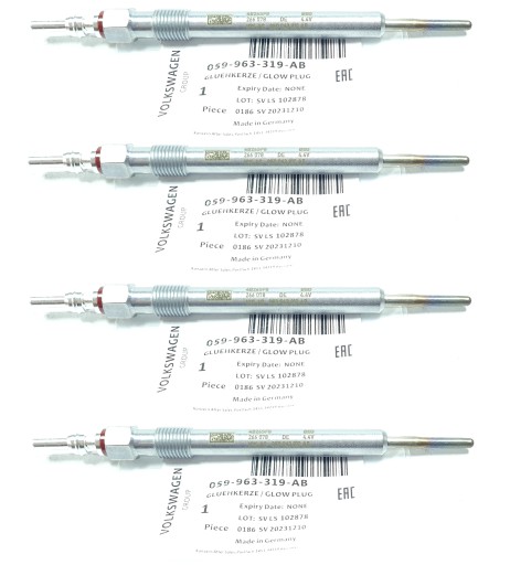 059963319AB - Оригінал 4x свічка розжарювання audi seat skoda volkswagen 1.4 1.6 2.0 tdi cr