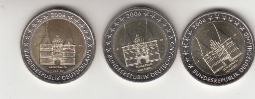 Niemcy 2006 -2 euro ok.Szlezwik do wyboru D,G,F