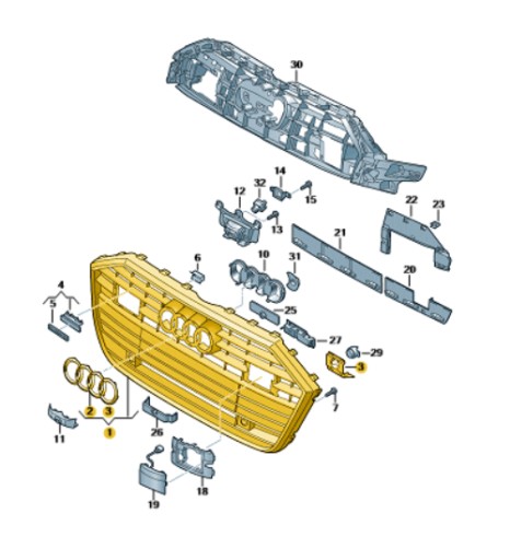 4K0853651BRN4 - РЕШЕТКА ПЕРЕДНЕГО БАМПЕРА AUDI A6 C8 ASP